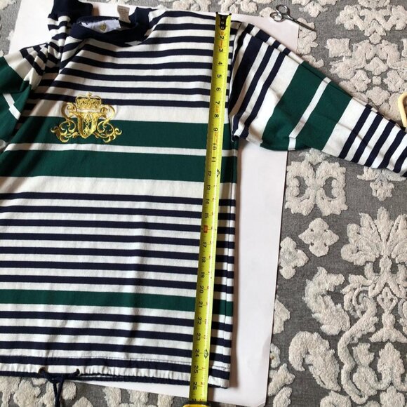 Folette, Oversized Small, Nautical Stripe,  Cotton-blend top, White/Green/Blue - Picture 8 of 8